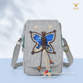 Crossbody feito à mão em estilo étnico com motivo de borboleta